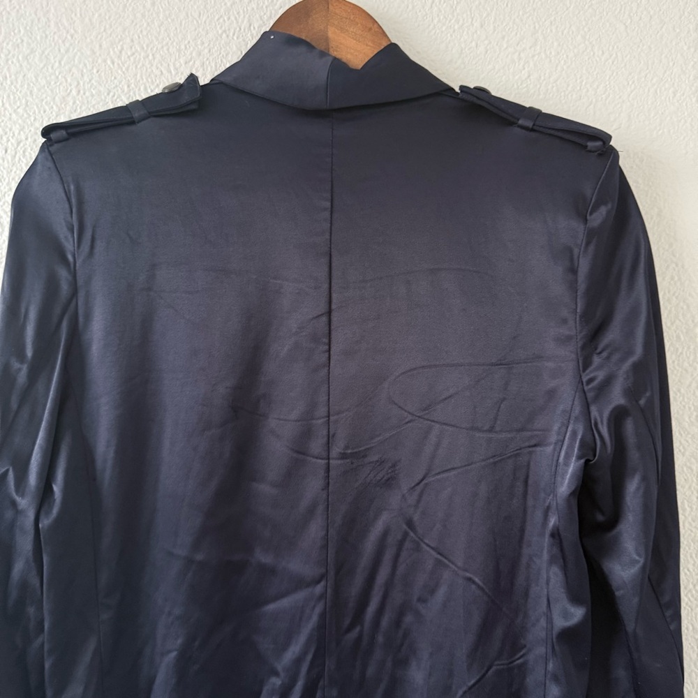 The Kooples Womens Navy Blue Military Satin Double‎ breasted Blazer 2 - Picture 9 of 16